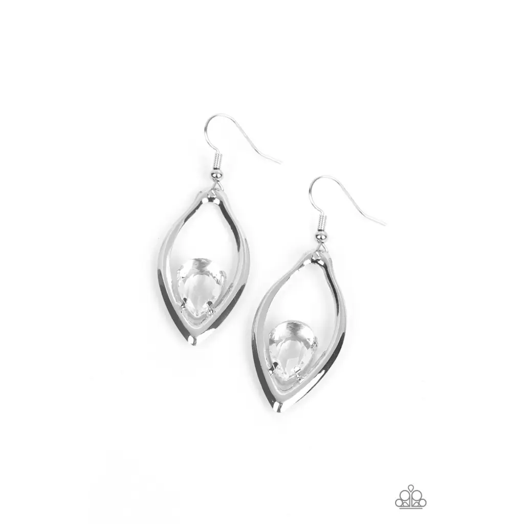 Beautifully Bejeweled - White Earrings - Earrings