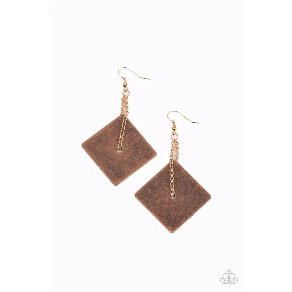 Block Party Posh - Copper Earrings - Earrings