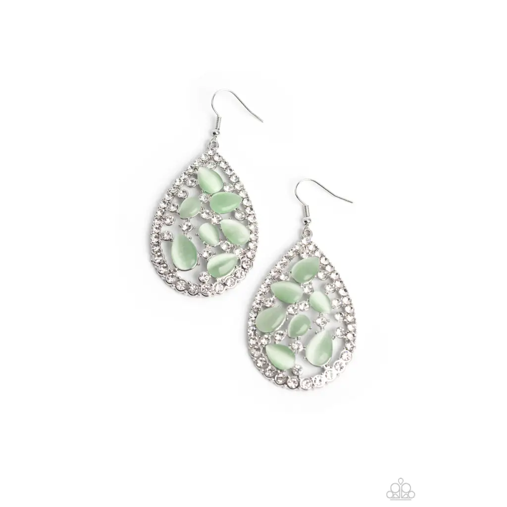 Cats Eye Class - Green Earrings - Earrings