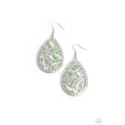 Cats Eye Class - Green Earrings - Earrings