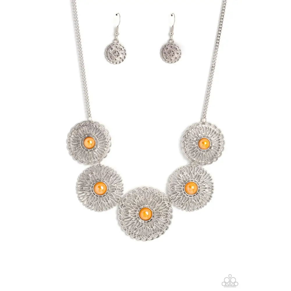 Chrysanthemum Craze - Orange Necklace - Necklaces