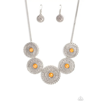 Chrysanthemum Craze - Orange Necklace - Necklaces