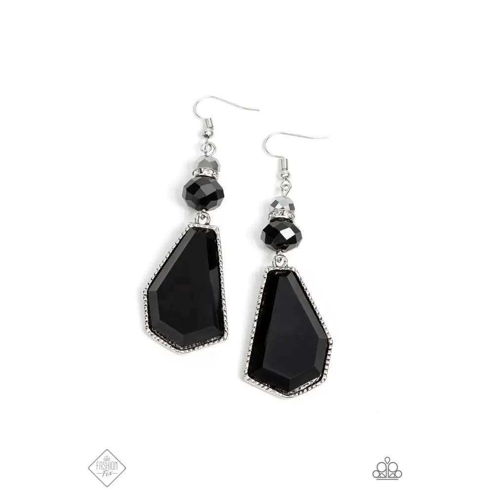 Defaced Dimension - Black Earrings - Earrings