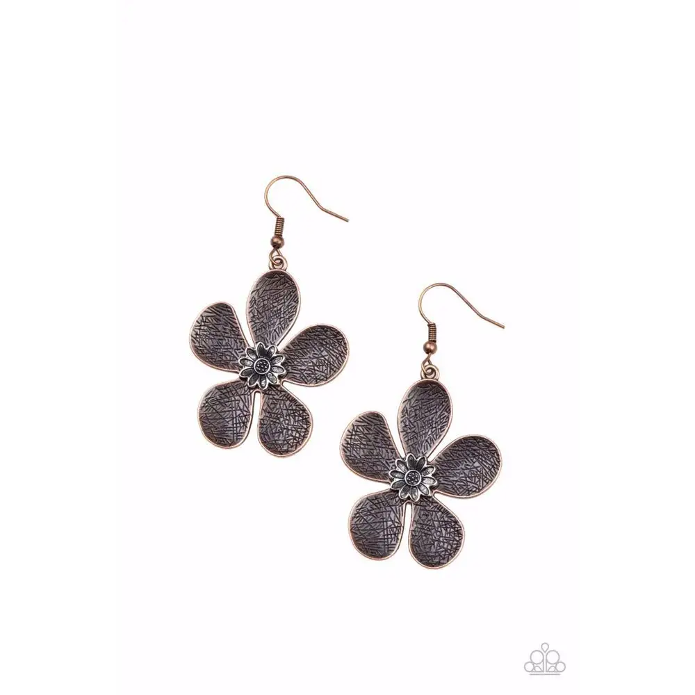 Fresh Florals - Copper Earrings - Earrings