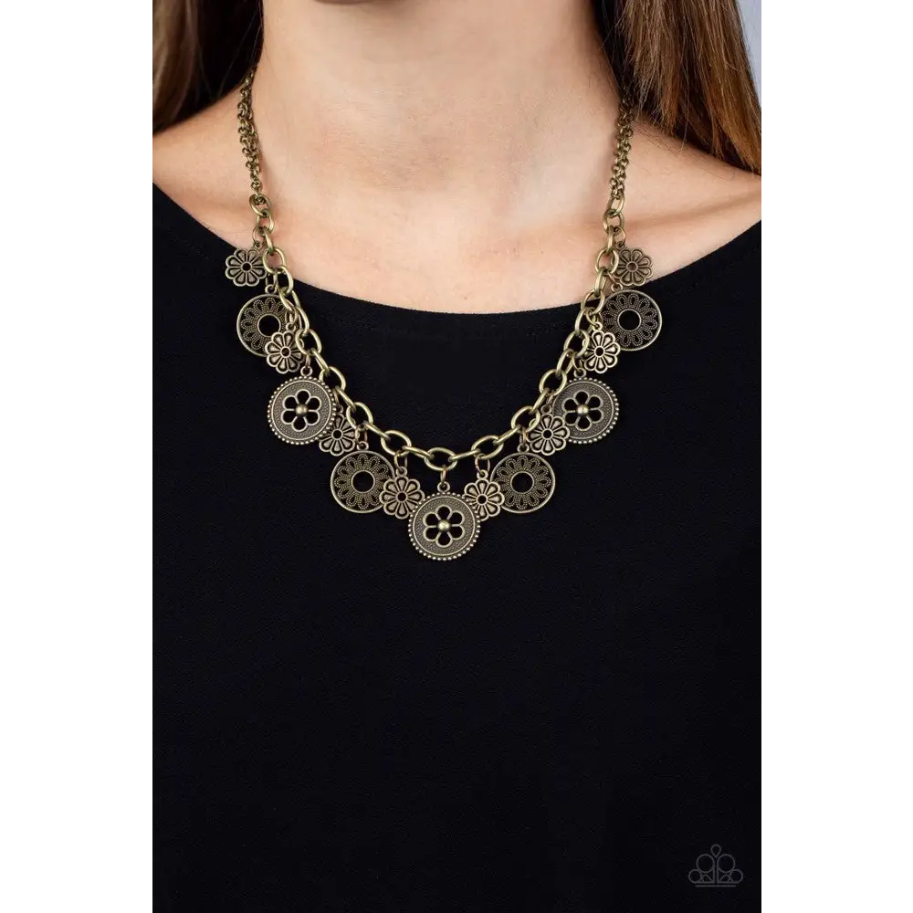 Meadow Masquerade - Brass Necklace - Necklaces