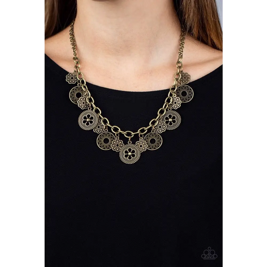 Meadow Masquerade - Brass Necklace - Necklaces