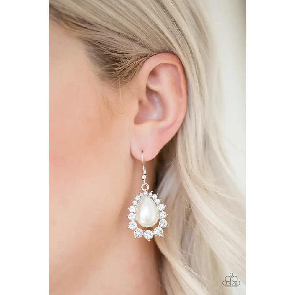 Regal Renewal - White Earrings - Deb's Jazzy Jems