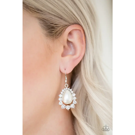 Regal Renewal - White Earrings - Deb's Jazzy Jems