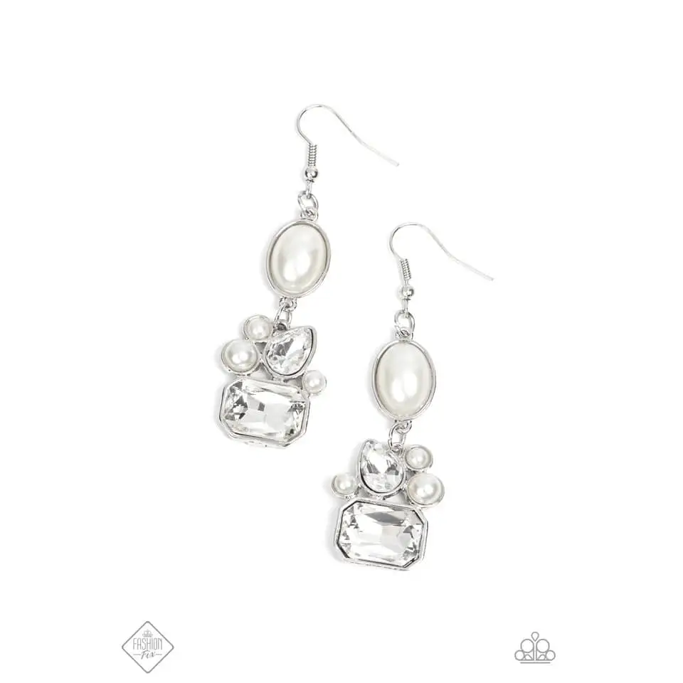 Showtime Twinkle - White Earrings - Earrings