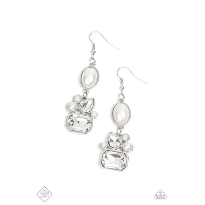 Showtime Twinkle - White Earrings - Earrings