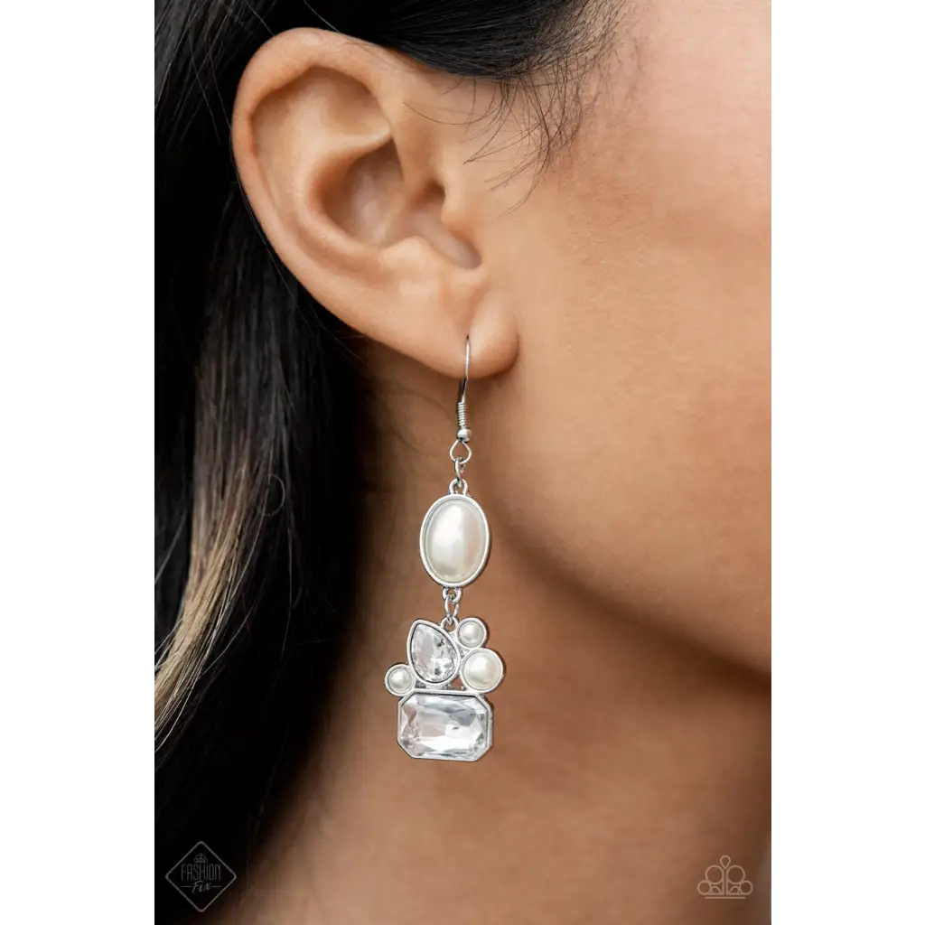 Showtime Twinkle - White Earrings - Earrings