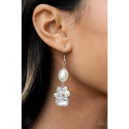 Showtime Twinkle - White Earrings - Earrings