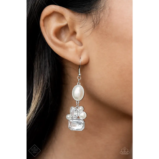 Showtime Twinkle - White Earrings - Earrings