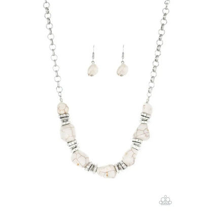 Stunningly Stone Age - White Necklace - Deb's Jazzy Jems