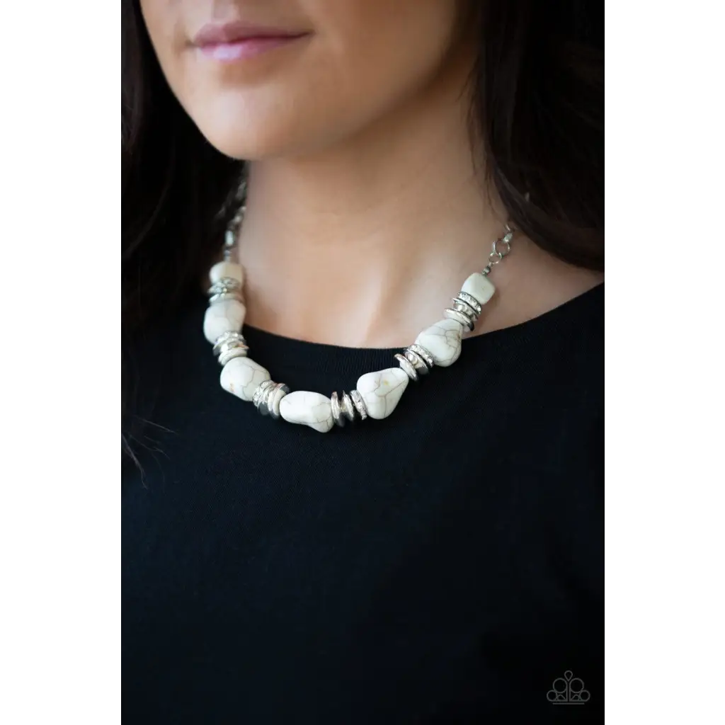 Stunningly Stone Age - White Necklace - Deb's Jazzy Jems